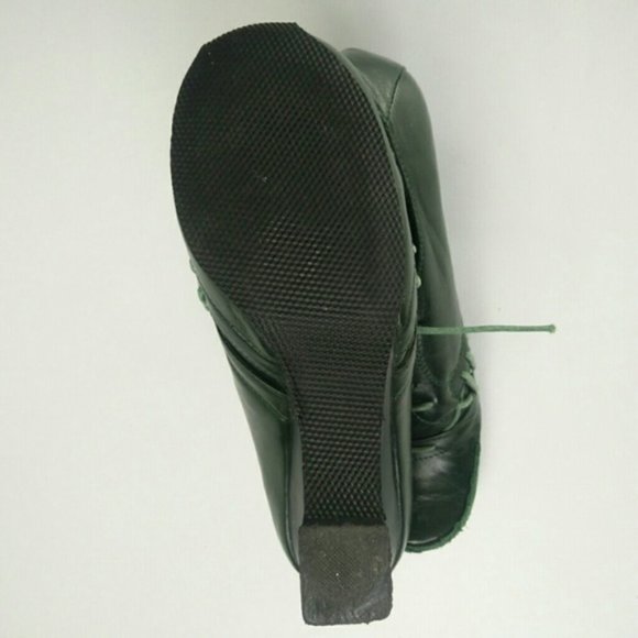 Leather wedge booties green Cosmic Girl shoes 7.5 - Picture 11 of 16